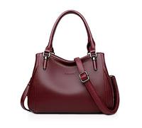 NICOLE & DORIS Bolsas de Señoras Moda Bolso de Mano para Mujer Bolso Bandolera Elegante Bolso de Hombro Casual Compras Bolsos Totes Shoppers Vino Tinto