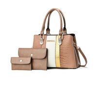 NICOLE & DORIS Bolso 3 Piezas Bolso de Mano Elegante Bolso con Monedero Set Bolso Bandolera Charol Bolso de Hombro para Viajes Compras Trabajo Caqui