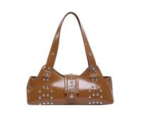 NICOLE & DORIS Bolso Bandolera Mujer Bolso de Mano con Tachuelas Bolsos de Hombro PU Cuero Bolsos Fiesta Elegante Bolsos Clutch para Viajes y Compras Marrón