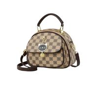 NICOLE & DORIS Bolso Bandolera Mujer Bolso de Mano Pequeña Bolso Estampado a Cuadros Bolso Bandolera Cuero PU Bolsos de Hombro Bolsos Crossbody con Colgante Caqui