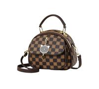 NICOLE & DORIS Bolso Bandolera Mujer Bolso de Mano Pequeña Bolso Estampado a Cuadros Bolso Bandolera Cuero PU Bolsos de Hombro Bolsos Crossbody con Colgante Café