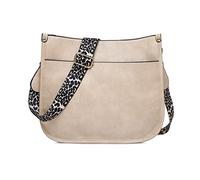 NICOLE & DORIS Bolso Bandolera Mujer Grande Bolso de Hombro Cuero PU Bolso Mensajero de Señora Bolsos Cruzados con Estampado de Leopardo Bolsos Crossbody para Escuela Viaje Trabaja Blanco Roto