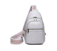 NICOLE & DORIS Bolso Bandolera Mujer Pequeña Bolsos Pecho Mujer Bolso Mochila Mini Bolsos de Hombro Cuero PU Sling Bag Bolso Cruzado para Senderismo Viaje Gris Claro