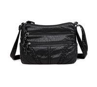 NICOLE & DORIS Bolso Bandolera para Mujer Multibolsillos,Bolsa de Mensajero Impermeable,Bolsos de Cruzado de Cuero PU para Compras, Senderismo, Uso Diario Negro
