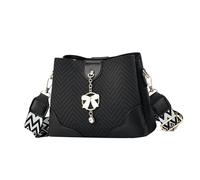 NICOLE & DORIS Bolso Bandolera Pequeño Bolso Lindo Mujer Bolso Cubo PU Cuero Bolso de Hombro Niñas Bolsos Cruzados para Compras Viajes Citas Trabajo Negro