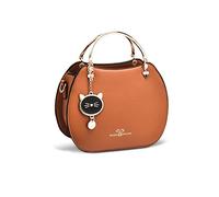 NICOLE & DORIS Bolso Bandolera Redondo Mujer Bolso Pequeño Bolsos de Mano Crossbody Lindo Bolsa Cruzado Bolsa de Mensajero para Niñas Bolsos de Fiesta Pochette con Gato Colgante Marrón