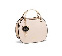 NICOLE & DORIS Bolso Bandolera Redondo Mujer Bolso Pequeño Bolsos de Mano Crossbody Lindo Bolsa Cruzado Bolsa de Mensajero para Niñas Bolsos de Fiesta Pochette con Gato Colgante Beige