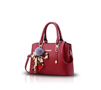Nicole&Doris - Bolso cruzado para mujer, bolso de trabajo, bolso de hombro para mujer, adorno con lazo de poliuretano suave, granate, Large