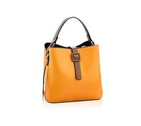 NICOLE & DORIS Bolso Cubo Bandolera Mujer Moda Tote PU Cuero con Dos Correas de Hombro Amarillo