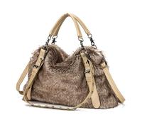 NICOLE & DORIS Bolso de Felpa Bolsos de Moda Bolsos de Mano Tote Mujer Bolso Hobo Bolso Bandolera de Invierno Bolso de Hombro Suave Bolso Shopper Grande Marrón