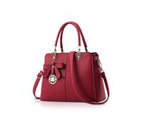 NICOLE&DORIS Bolso de las señoras Bolsa de hombro Mujer Bolsas de asa superior Retro Bolsa de mensajero Hembra Diseñador Bolsa grande Vino rojo