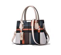 NICOLE & DORIS Bolso de Mano Bolsos Mujer Clásico Bolso Tote Nuevos Bolso Bandolera Cuero PU Bolso a Cuadros Bolsos de Hombro Multicolor Bolsos Crossbody con Colgante Albaricoque