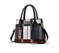 NICOLE & DORIS Bolso de Mano Bolsos Mujer Clásico Bolso Tote Nuevos Bolso Bandolera Cuero PU Bolso a Cuadros Bolsos de Hombro Multicolor Bolsos Crossbody con Colgante Negro