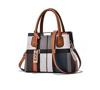 NICOLE & DORIS Bolso de Mano Bolsos Mujer Clásico Bolso Tote Nuevos Bolso Bandolera Cuero PU Bolso a Cuadros Bolsos de Hombro Multicolor Bolsos Crossbody con Colgante Marrón
