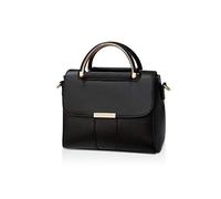 NICOLE & DORIS Bolso de Mano con Asa Arqueada Bolsos de Hombro de Mujer Crossbody Bag Bolso Bandolera Pequeño Cartera de Mano Cuero PU para Escolares Negro