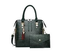 NICOLE & DORIS Bolso de Mano de Mujer Bolso Tote 2pcs Bolso Bandolera Charol Bolso de Cocodrilo Bolso de Hombro Bolsos Cruzados Carteras Verde