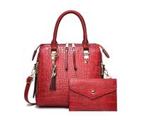 NICOLE & DORIS Bolso de Mano de Mujer Bolso Tote 2pcs Bolso Bandolera Charol Bolso de Cocodrilo Bolso de Hombro Bolsos Cruzados Carteras Borgoña