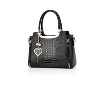 NICOLE & DORIS Bolso de Mano de Mujer Bolsos con Asa Superior Bolso Bandolera PU Cuero Bolso de Cocodrilo Bolso de Hombro Chic Bolsos Cruzados Negro