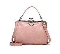NICOLE & DORIS Bolso de Mano de Noche Mujer Bolso Bandolera Vintage Elegante Bolsos Clutch Kiss Lock Bolsos de Hombro PU Cuero Bolso de Fiesta Boda Rosa