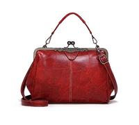 NICOLE & DORIS Bolso de Mano de Noche Mujer Bolso Bandolera Vintage Elegante Bolsos Clutch Kiss Lock Bolsos de Hombro PU Cuero Bolso de Fiesta Boda Rojo