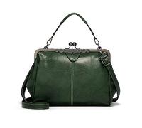 NICOLE & DORIS Bolso de Mano de Noche Mujer Bolso Bandolera Vintage Elegante Bolsos Clutch Kiss Lock Bolsos de Hombro PU Cuero Bolso de Fiesta Boda Verde