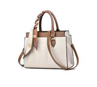 NICOLE & DORIS Bolso de Mano Elegante Bolso Tote Impermeable Bolso de las Señoras Bandolera Cuero PU Bolso de Hombro de Moda para Trabajar Compras Beige con Caqui