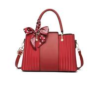 NICOLE & DORIS Bolso de Mano Elegante Mujer Bolso Bandolera Fashion Bolsos Tote Bolso de Hombro Estampado Cuero PU para Trabajar Compras Burdeos