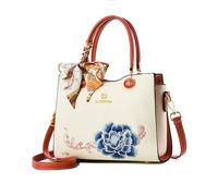 NICOLE & DORIS Bolso de Mano Mujer Bolso Bandolera de Moda Bolso Tote Cuero PU Pequeño Bolso de Hombro con Flores Bordado Beige