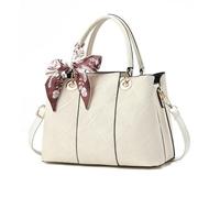 NICOLE & DORIS Bolso de Mano Mujer Bolso Bandolera Elegante Bolsos Tote Impermeable Bolso de Hombro Cuero PU para Trabajar Compras Blanco Cremoso