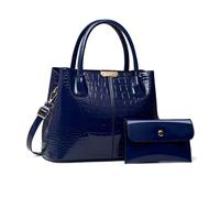 NICOLE & DORIS Bolso de Mano Mujer Bolso con Monedero Bolsos de Cocodrilo Bolso Bandolera Charol Bolso de Hombro para Viajes Compras Trabajo Azul