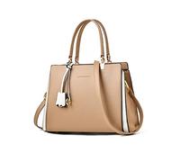 NICOLE & DORIS Bolso de Mano Mujer Bolso Señora Bandolera Cuero PU Elegante Bolso de Hombro Colour Block Bolso Shoppe para Trabajo, Diario Vida, Fiesta Caqui