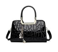 NICOLE & DORIS Bolso de Mano Mujer Bolsos de Charol Bolso Bandolera Impermeable Bolso Señora Tote Bolsos de Fiesta Bolsos de Hombro para Trabajo Viaje Negro