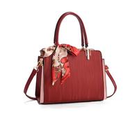 NICOLE & DORIS Bolso de Mano Mujer Elegante Bolso Bandolera Cuero PU Bolso de Hombro Bolsa Cruzado Bolso Señoras Tote Trabajo Viaje Compras Rojo Vino