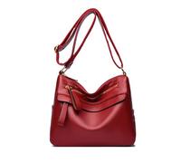 NICOLE & DORIS Bolso de Mensajero de Cuero PU Bolsos Mujer Bandolera Moda Bolso de Hombro Gran Capacidad para Trabaja Viaje Uso Diario Burdeos