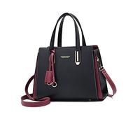 NICOLE & DORIS Bolso de Mujer de Mano Bolsas de Señoras Cuero PU Bolso Bandolera Bolso de Hombro con Diseño Colour Block para Fiesta,Casual Trabajo Negro