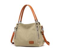 NICOLE & DORIS Bolso de Mujer de Mano Bolso Bandolera de Moda Grande Hombro Bolso de Diseño Bolso Señora Tote Simple Todos Los Días Escuela de Trabajo Caqui