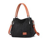 NICOLE & DORIS Bolso de Mujer de Mano Bolso Bandolera de Moda Grande Hombro Bolso de Diseño Bolso Señora Tote Simple Todos Los Días Escuela de Trabajo Negro