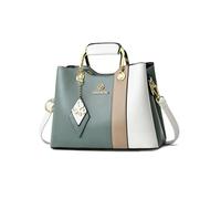 NICOLE & DORIS Bolso de Mujer de Mano Bolso Bandolera Pequeño Lindo Bolso de Las Señoras Cuero PU Bolso Tote Multicolor Bolsa de Mensajero para Niñas Bolsa Cruzado Verde con Blanco