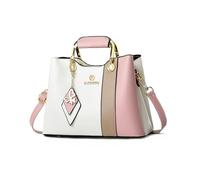 NICOLE & DORIS Bolso de Mujer de Mano Bolso Bandolera Pequeño Lindo Bolso de Las Señoras Cuero PU Bolso Tote Multicolor Bolsa de Mensajero para Niñas Bolsa Cruzado Blanco con Rosa
