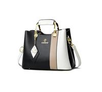 NICOLE & DORIS Bolso de Mujer de Mano Bolso Bandolera Pequeño Lindo Bolso de Las Señoras Cuero PU Bolso Tote Multicolor Bolsa de Mensajero para Niñas Bolsa Cruzado Negro con Blanco