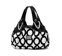 NICOLE & DORIS Bolso de Mujer de Mano Hombro Bolso de Moda Bolso de Las Señoras PU Cuero Bolso Mujer Bolsos de Fiesta Grande Bolsos de Bonitos con Estampado de Flores Patrón de Círculo