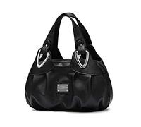 NICOLE & DORIS Bolso de Mujer de Mano Hombro Bolso de Moda Bolso de Las Señoras PU Cuero Bolso Mujer Bolsos de Fiesta Grande Bolsos de Bonitos con Estampado de Flores Negro
