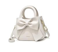 NICOLE & DORIS Bolso de Mujer de Mano Pequeños Bolso Bandolera Bolso Niñas Lindo Bolso de Mensajero Bolso Hombro de Cuero PU Bolsos con Pajarita Blanco