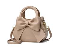 NICOLE & DORIS Bolso de Mujer de Mano Pequeños Bolso Bandolera Bolso Niñas Lindo Bolso de Mensajero Bolso Hombro de Cuero PU Bolsos con Pajarita Caqui