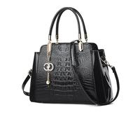 NICOLE & DORIS Bolso de Mujer Elegante Bolsos de Mano Cocodrilo Bolso Bandolera Charol Bolsos Totes Impermeable Bolso de Hombro Negro