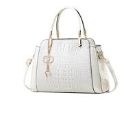 NICOLE & DORIS Bolso de Mujer Elegante Bolsos de Mano Cocodrilo Bolso Bandolera Charol Bolsos Totes Impermeable Bolso de Hombro Blanco