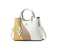 NICOLE & DORIS Bolso de Mujer Pequeño Bolso Bandolera Lindo Bolso de Hombro Cuero PU Bolso Tote Multicolor Bolsa de Mensajero para Niñas Beige con Amarillo