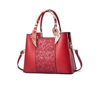 NICOLE & DORIS Bolso Fashion Mujer Bolso de Mano Elegante Bolso Bandolera Cuero PU Bolso Tote con Bordado Bolso de Hombro Bonito Bolso Crossbody para Trabajar Compras Rojo