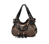 NICOLE & DORIS Bolso Hombro Mujer Grande Bolso Bandolera Vintage Bolso Mujer Estampado Bolsos Hobo Totes Bolso de Mano PU Cuero Suave Bolso Shopper Bolsa de Viaje Flor Negra