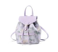 NICOLE & DORIS Bolso Mochila Mujer Pequeña Mochila Estampado Flores Mochila Antirrobo Mochila Bandolera Mini para Niñas Cuero PU Mochila para Viaje Universidad Trabaj Morado